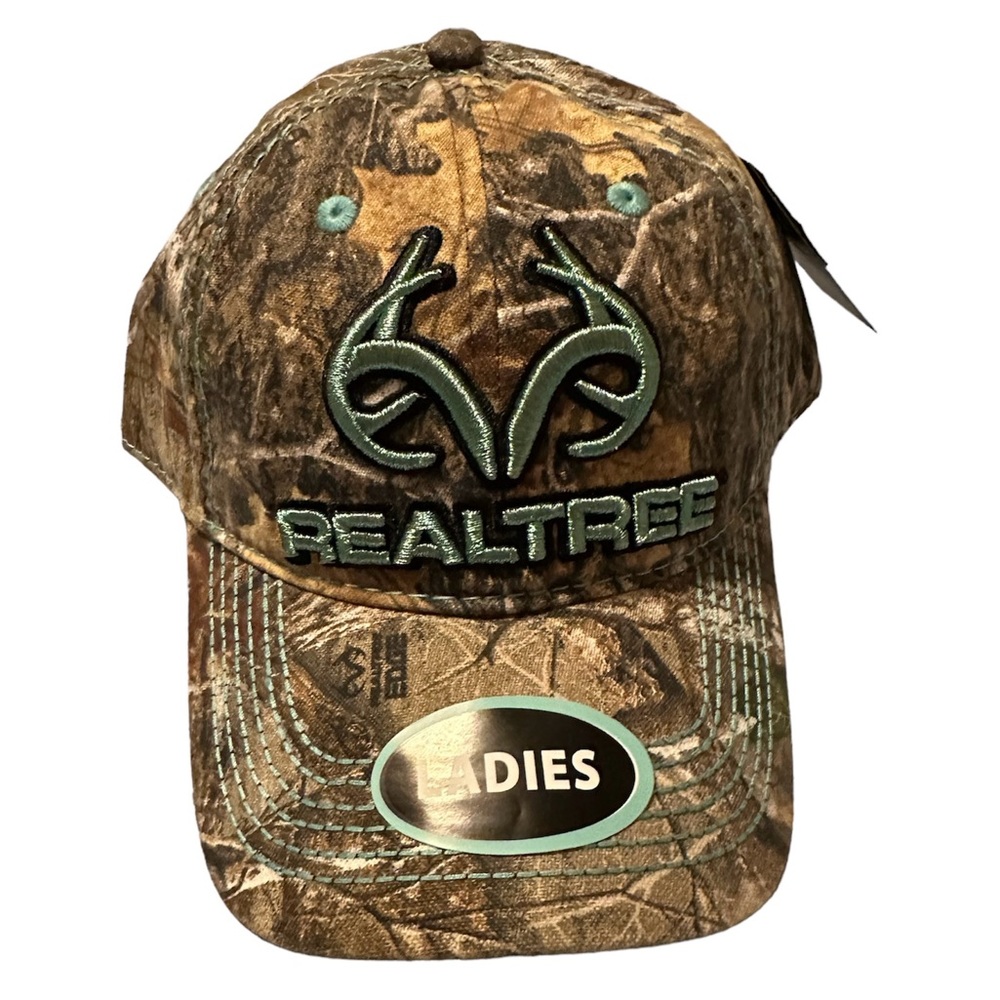 Realtree Official Camouflage Teal Blue Baseball Cap Hat Ladies New W Tags